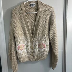 Croquet Club | Women’s Crochet Button Up Sweater Size Medium